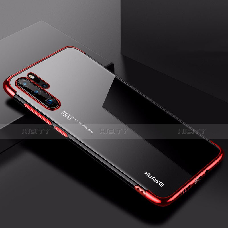 Huawei P30 Pro用極薄ソフトケース シリコンケース 耐衝撃 全面保護 クリア透明 H03 ファーウェイ レッド