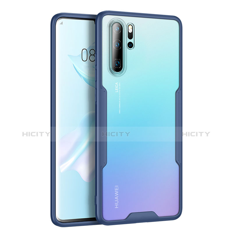 Huawei P30 Pro用ハイブリットバンパーケース クリア透明 プラスチック 鏡面 カバー M03 ファーウェイ ネイビー