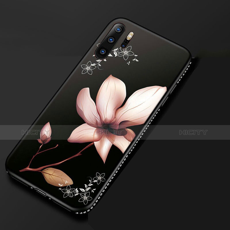 Huawei P30 Pro用シリコンケース ソフトタッチラバー 花 カバー S01 ファーウェイ ピンク