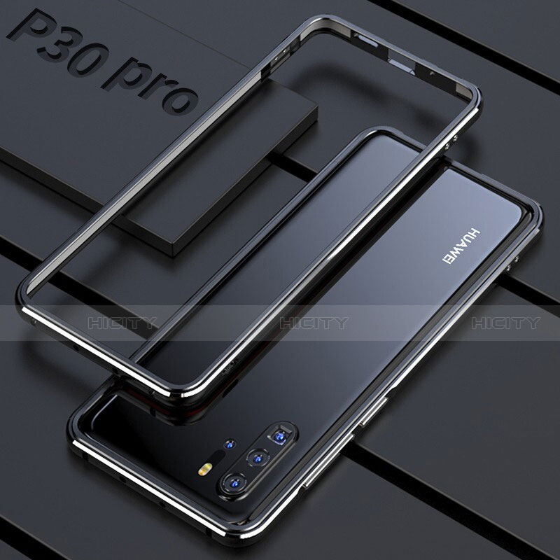 Huawei P30 Pro用ケース 高級感 手触り良い アルミメタル 製の金属製 360度 フルカバーバンパー 鏡面 カバー ファーウェイ シルバー