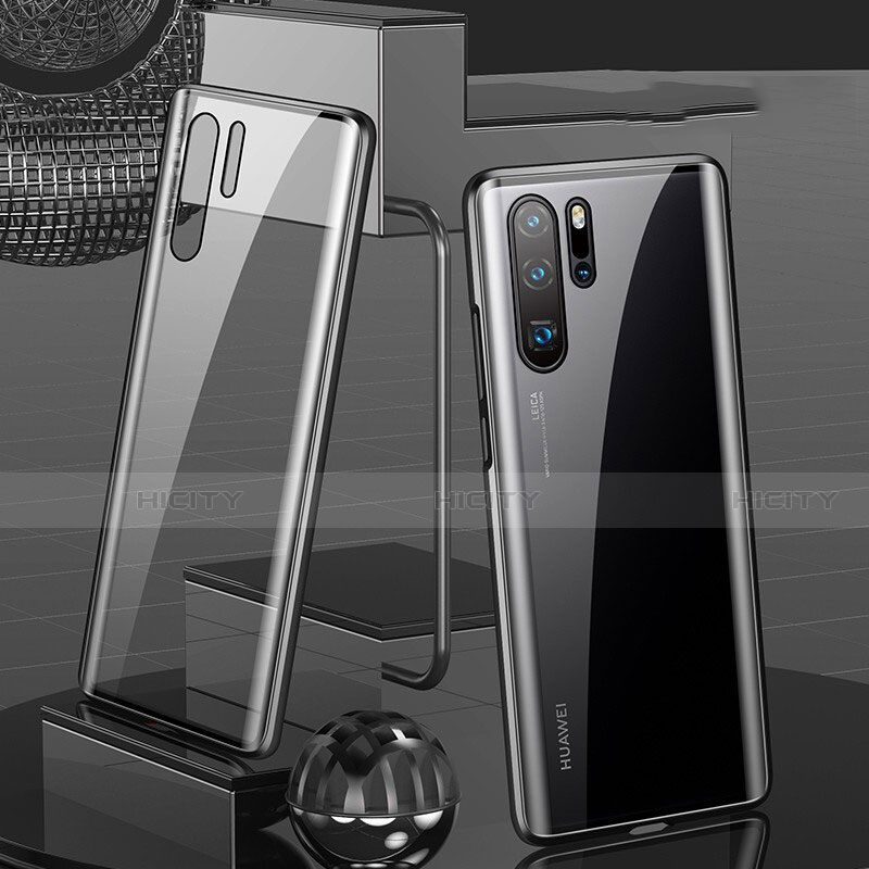 Huawei P30 Pro用ケース 高級感 手触り良い アルミメタル 製の金属製 360度 フルカバーバンパー 鏡面 カバー T07 ファーウェイ ブラック