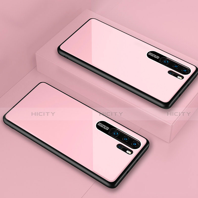 Huawei P30 Pro用ハイブリットバンパーケース プラスチック 鏡面 カバー T02 ファーウェイ ピンク