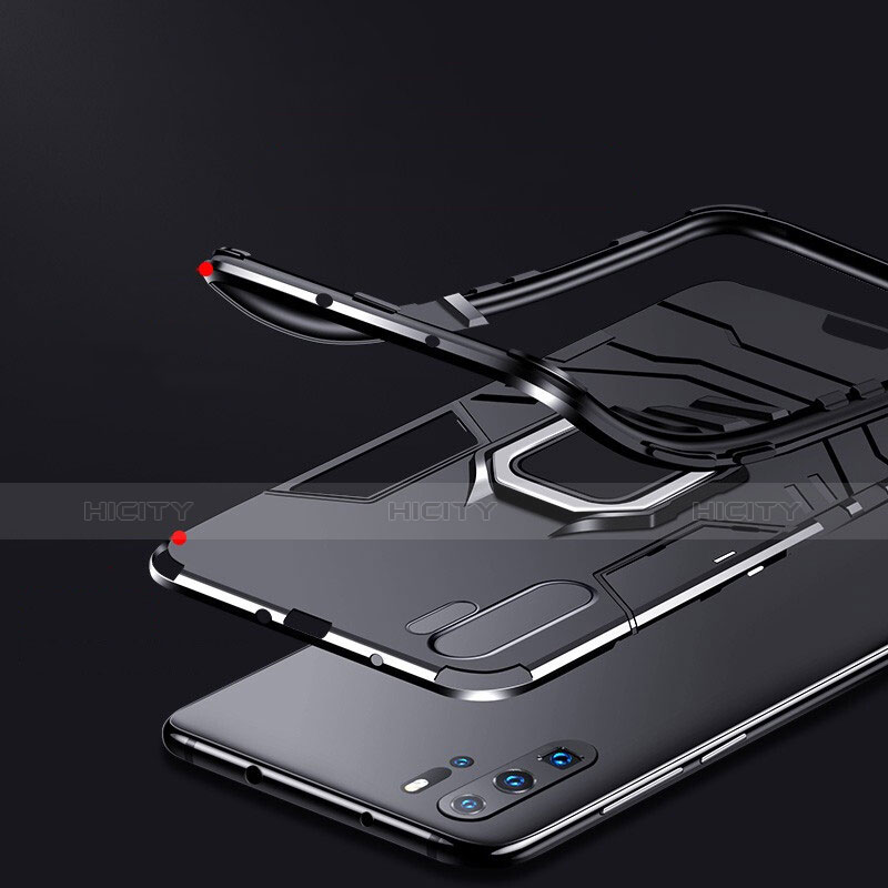Huawei P30 Pro New Edition用ハイブリットバンパーケース スタンド プラスチック 兼シリコーン W01 ファーウェイ ブラック