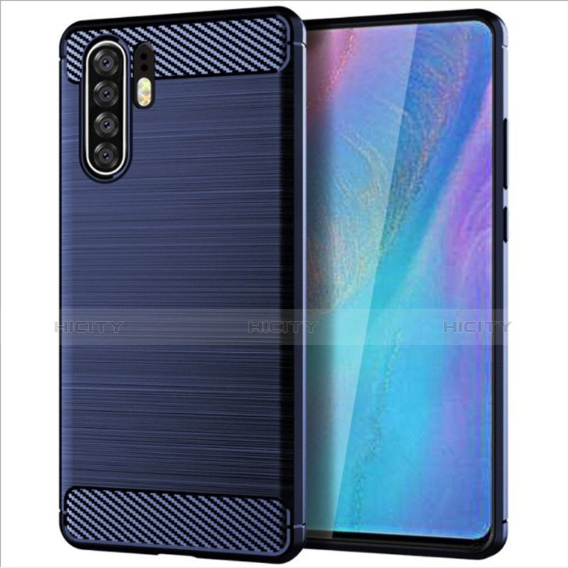 Huawei P30 Pro New Edition用シリコンケース ソフトタッチラバー ライン カバー ファーウェイ ネイビー