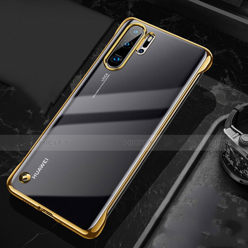 Huawei P30 Pro New Edition用ハードカバー クリスタル クリア透明 S04 ファーウェイ ゴールド