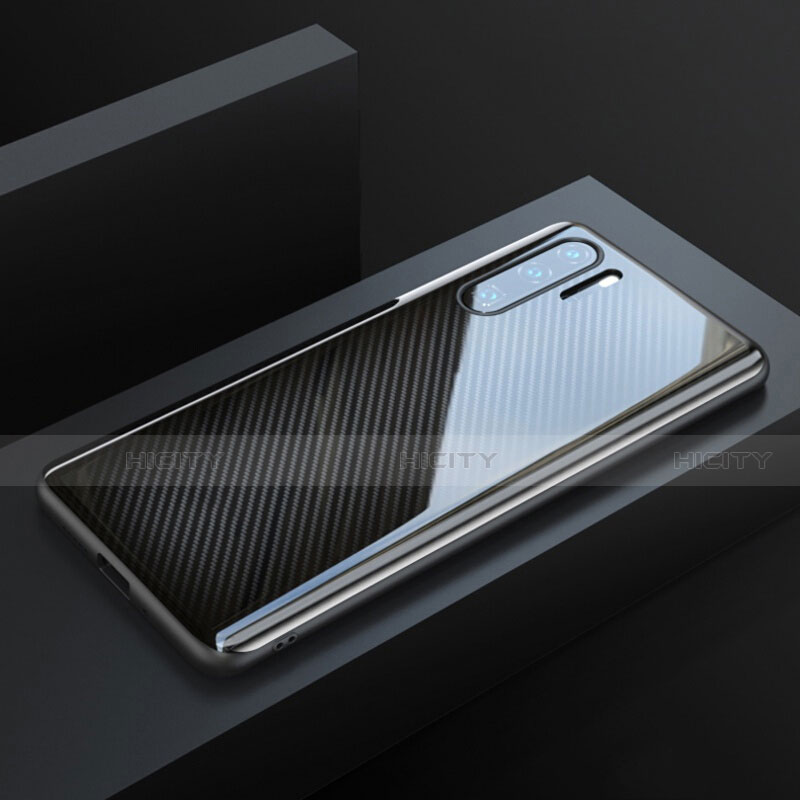 Huawei P30 Pro New Edition用炭素繊維ケース ソフトタッチラバー ツイル カバー T01 ファーウェイ ブラック