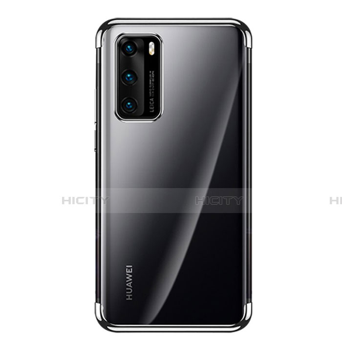 Huawei P40用極薄ソフトケース シリコンケース 耐衝撃 全面保護 クリア透明 S02 ファーウェイ ブラック