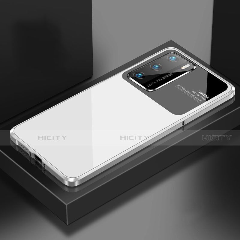 Huawei P40用ケース 高級感 手触り良い アルミメタル 製の金属製 カバー N01 ファーウェイ ホワイト