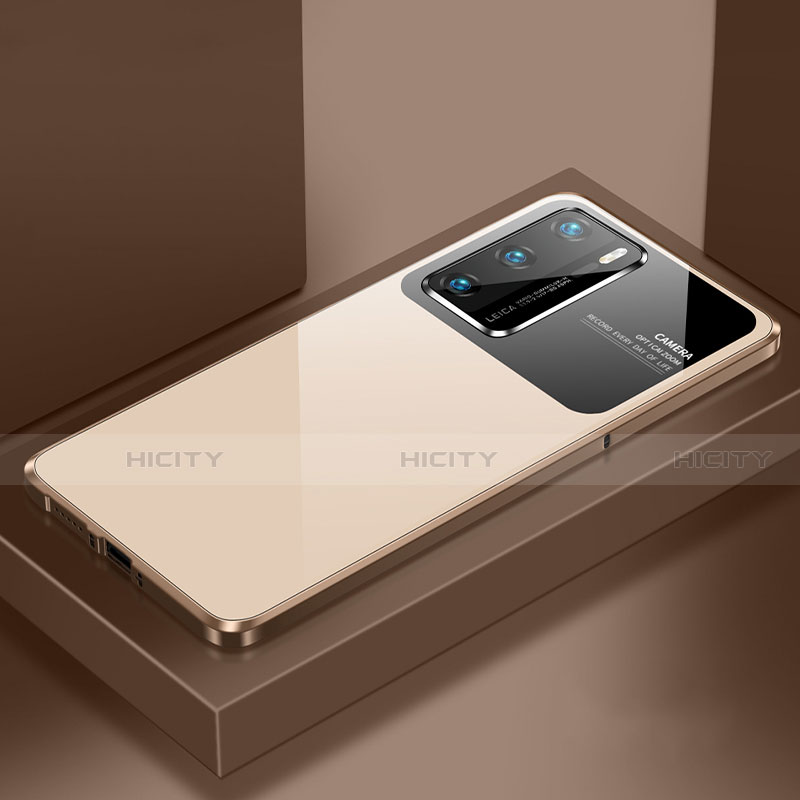 Huawei P40用ケース 高級感 手触り良い アルミメタル 製の金属製 カバー N01 ファーウェイ ゴールド