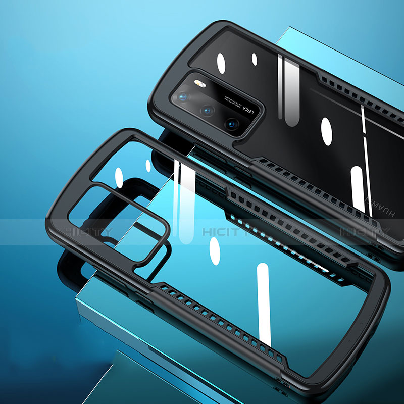 Huawei P40用ハイブリットバンパーケース クリア透明 プラスチック 鏡面 カバー N02 ファーウェイ ブラック