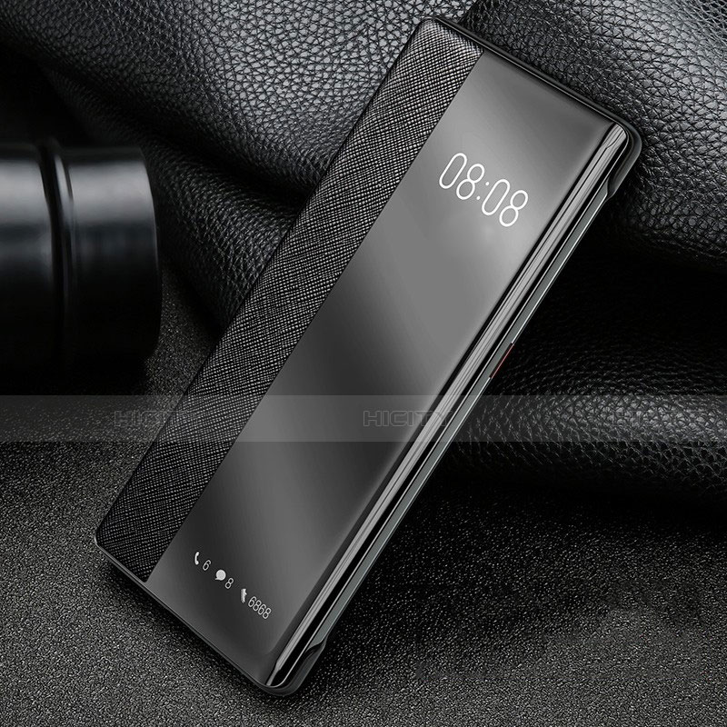Huawei P40用手帳型 レザーケース スタンド カバー ファーウェイ ブラック