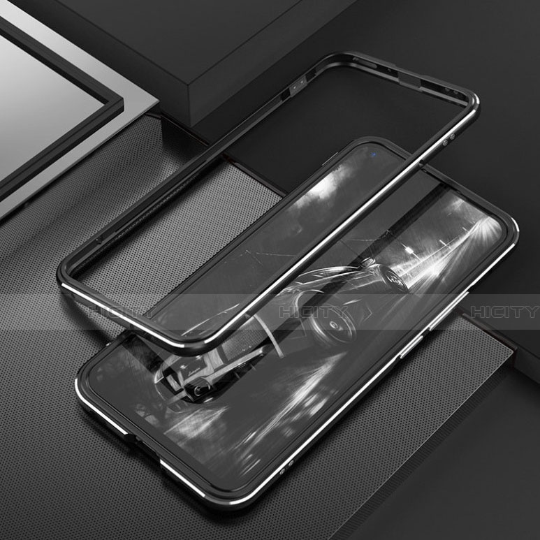 Huawei P40 Lite 5G用ケース 高級感 手触り良い アルミメタル 製の金属製 バンパー カバー T02 ファーウェイ ブラック