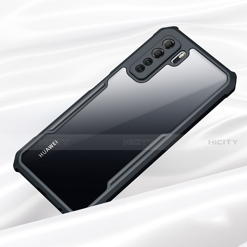 Huawei P40 Lite 5G用ハイブリットバンパーケース クリア透明 プラスチック 鏡面 カバー K01 ファーウェイ ブラック