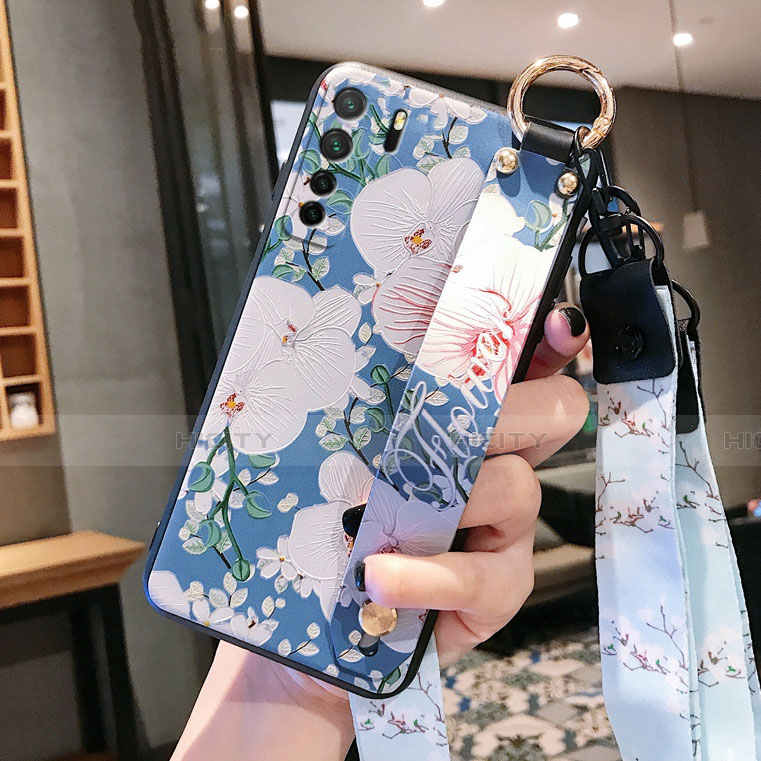 Huawei P40 Lite 5G用シリコンケース ソフトタッチラバー 花 カバー ファーウェイ 