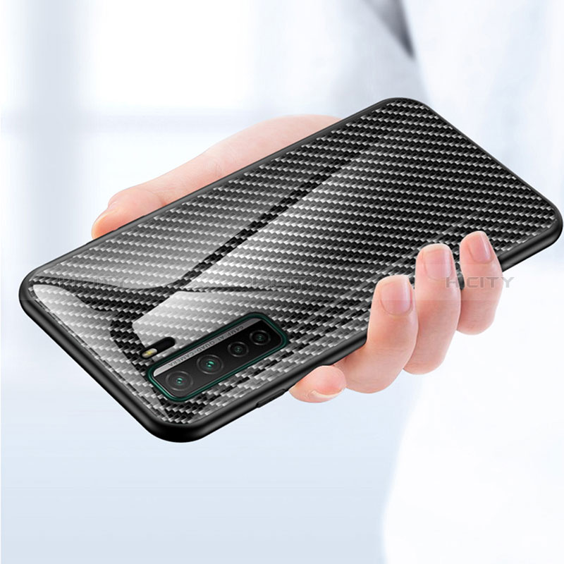 Huawei P40 Lite 5G用ハイブリットバンパーケース プラスチック 鏡面 虹 グラデーション 勾配色 カバー LS2 ファーウェイ 