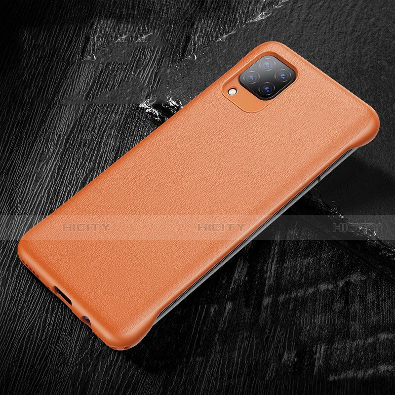 Huawei P40 Lite用ケース 高級感 手触り良いレザー柄 ファーウェイ オレンジ
