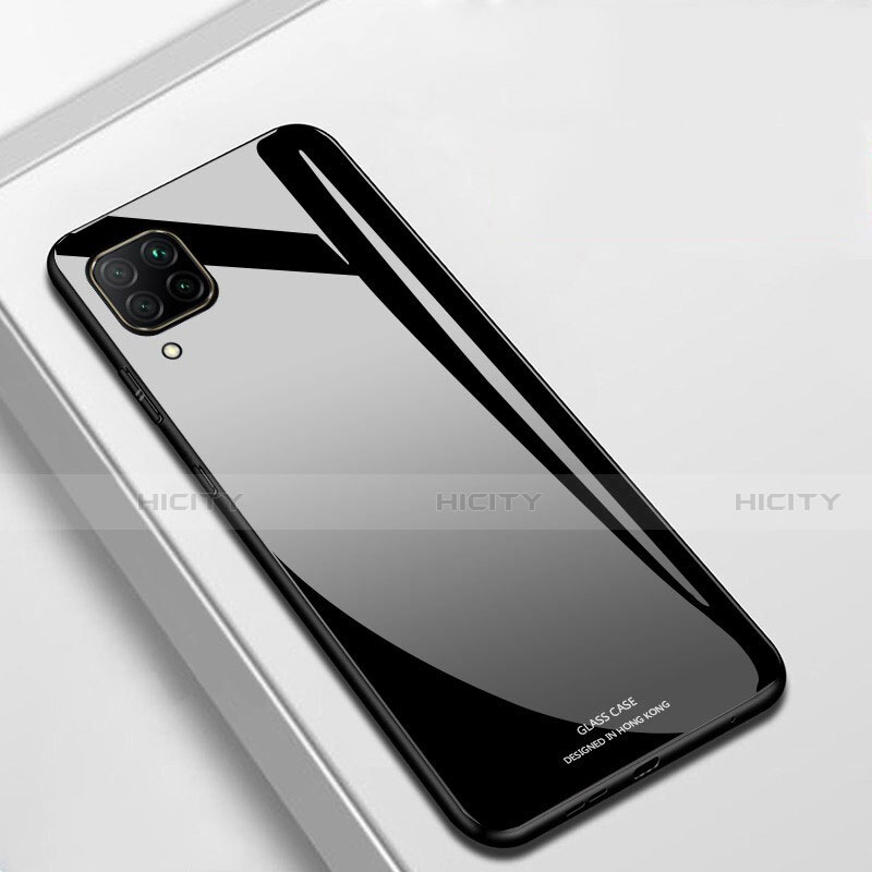 Huawei P40 Lite用ハイブリットバンパーケース プラスチック 鏡面 カバー ファーウェイ ブラック
