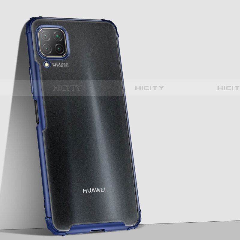 Huawei P40 Lite用ハイブリットバンパーケース クリア透明 プラスチック 鏡面 カバー H02 ファーウェイ ネイビー