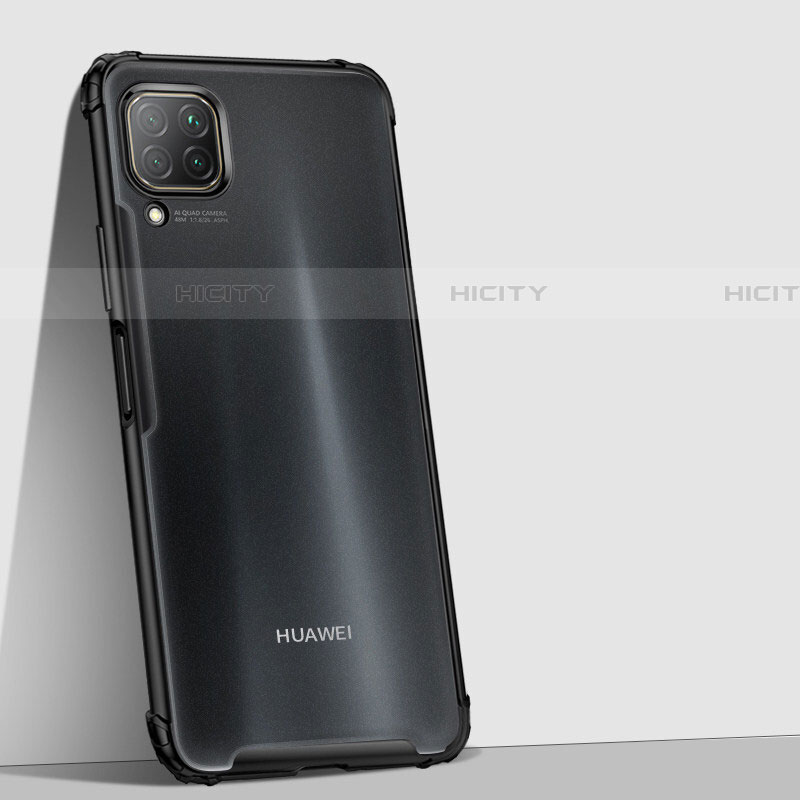 Huawei P40 Lite用ハイブリットバンパーケース クリア透明 プラスチック 鏡面 カバー H02 ファーウェイ ブラック