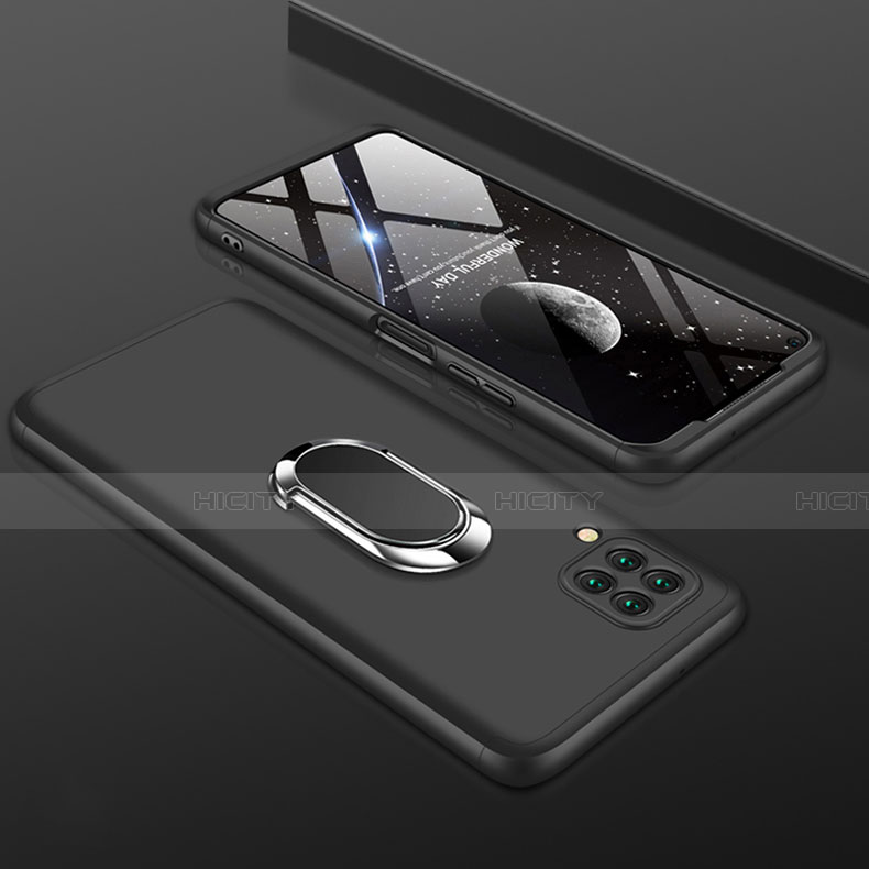 Huawei P40 Lite用ハードケース プラスチック 質感もマット 前面と背面 360度 フルカバー アンド指輪 ファーウェイ ブラック