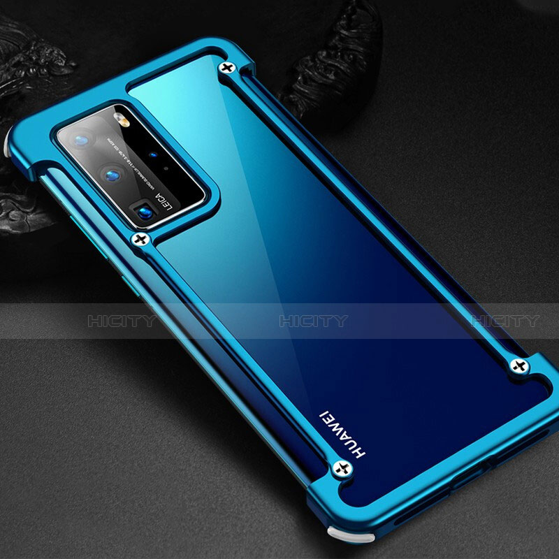 Huawei P40 Pro用ケース 高級感 手触り良い アルミメタル 製の金属製 バンパー カバー N01 ファーウェイ ネイビー