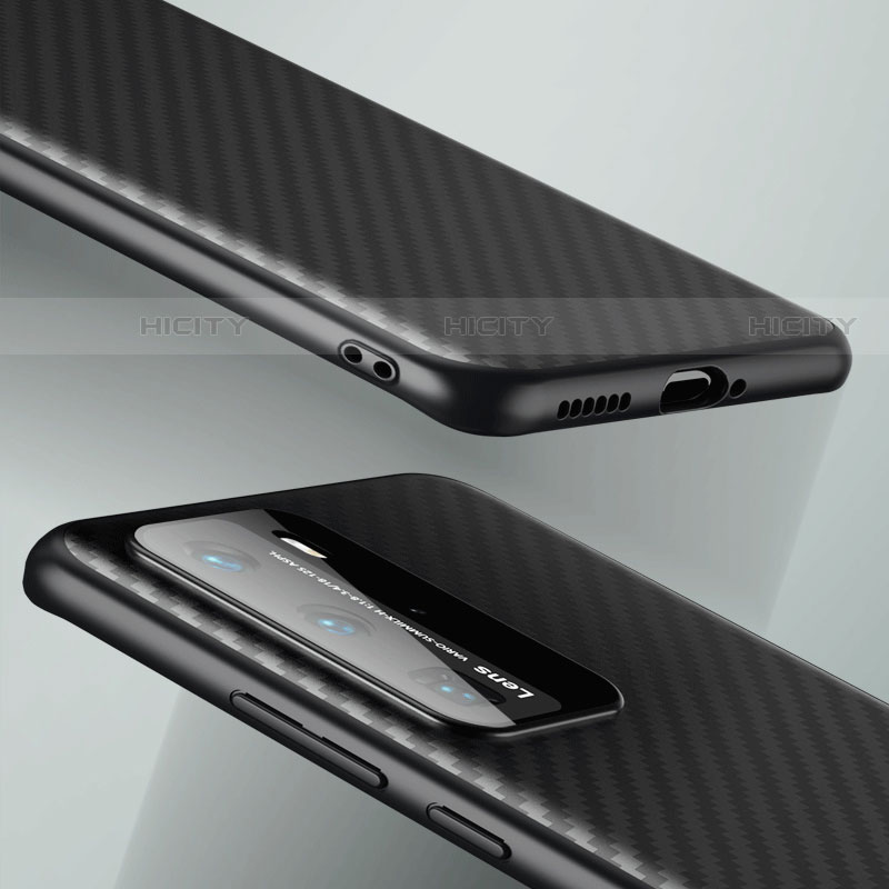 Huawei P40 Pro用炭素繊維ケース ソフトタッチラバー ツイル カバー C01 ファーウェイ ブラック