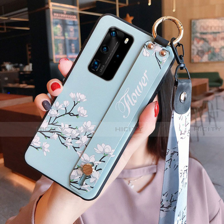 Huawei P40 Pro用シリコンケース ソフトタッチラバー 花 カバー ファーウェイ 