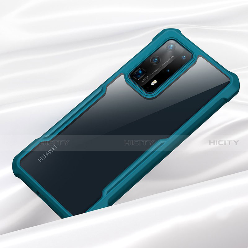 Huawei P40 Pro+ Plus用ハイブリットバンパーケース クリア透明 プラスチック 鏡面 カバー H01 ファーウェイ シアン