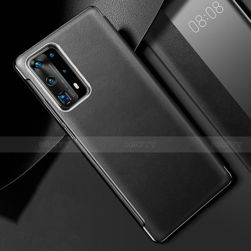 Huawei P40 Pro+ Plus用ケース 高級感 手触り良いレザー柄 S02 ファーウェイ ブラック