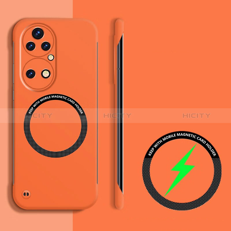 Huawei P50 Pro用ハードケース プラスチック 質感もマット フレームレス カバー Mag-Safe 磁気 Magnetic ファーウェイ オレンジ