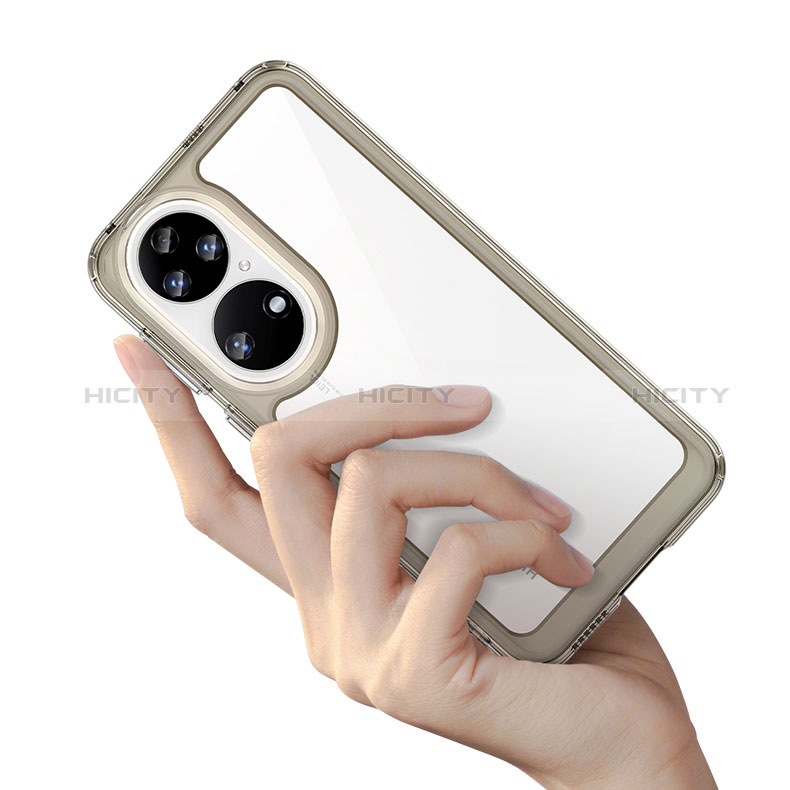 Huawei P50 Pro用ハイブリットバンパーケース クリア透明 プラスチック カバー J01S ファーウェイ 