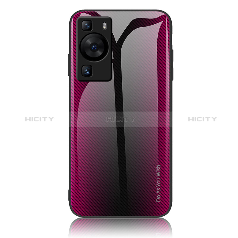 Huawei P60用ハイブリットバンパーケース プラスチック 鏡面 虹 グラデーション 勾配色 カバー JM1 ファーウェイ 
