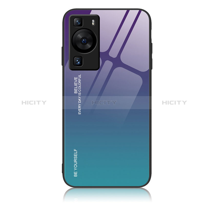 Huawei P60用ハイブリットバンパーケース プラスチック 鏡面 虹 グラデーション 勾配色 カバー JM2 ファーウェイ 