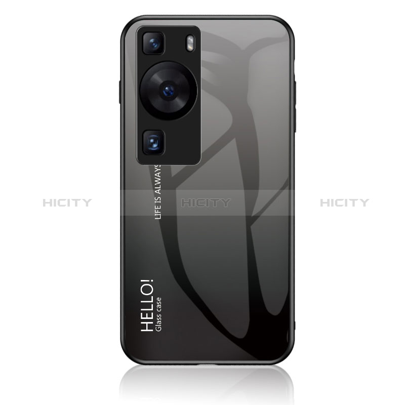 Huawei P60用ハイブリットバンパーケース プラスチック 鏡面 虹 グラデーション 勾配色 カバー LS1 ファーウェイ 