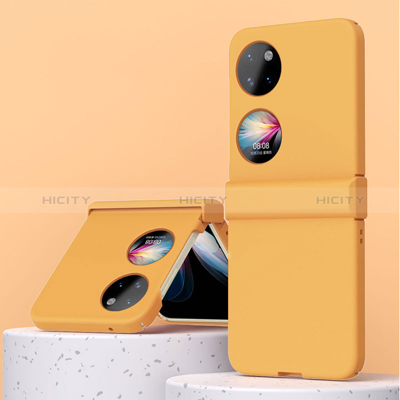 Huawei P60 Pocket用ハードケース プラスチック 質感もマット 前面と背面 360度 フルカバー ZL3 ファーウェイ オレンジ