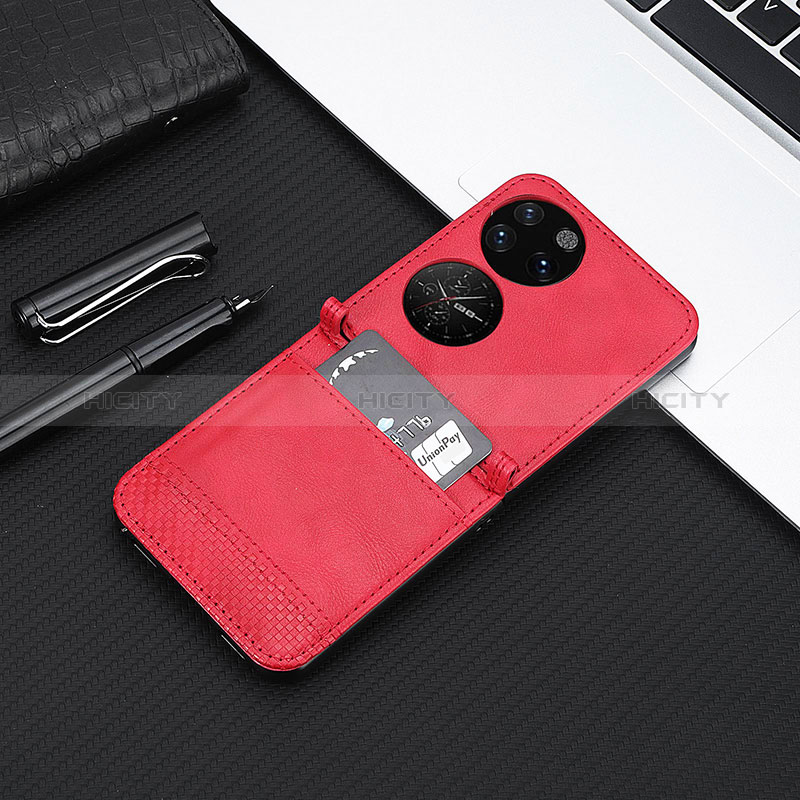 Huawei P60 Pocket用ハイブリットバンパーケース 高級感 手触り良いレザー柄 兼プラスチック BY4 ファーウェイ 