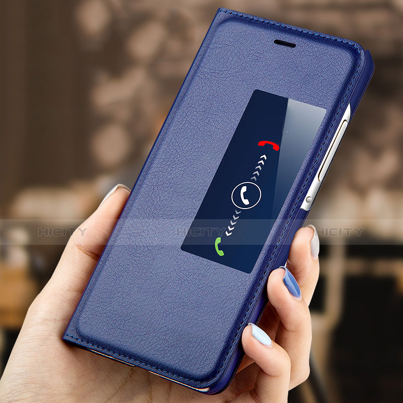 Huawei P7 Dual SIM用手帳型 レザーケース スタンド L01 ファーウェイ ネイビー