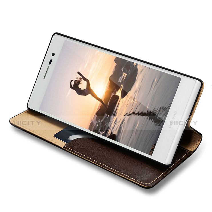 Huawei P7 Dual SIM用手帳型 レザーケース スタンド L02 ファーウェイ ローズレッド