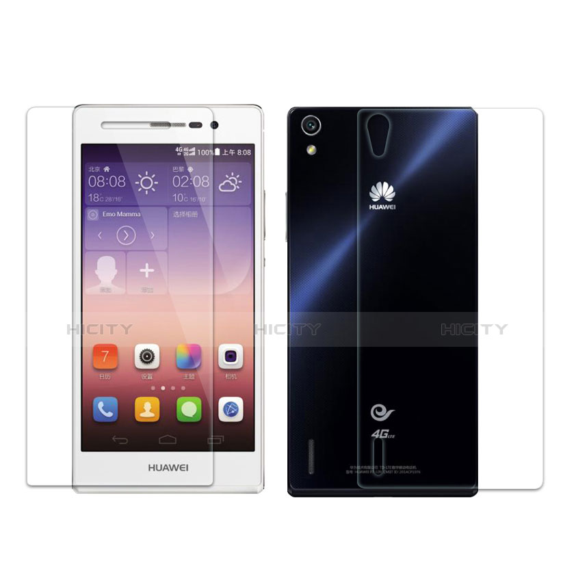 Huawei P7 Dual SIM用高光沢 液晶保護フィルム 背面保護フィルム同梱 ファーウェイ クリア