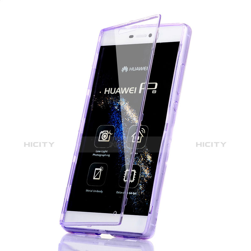 Huawei P8用ソフトケース フルカバー クリア透明 ファーウェイ パープル