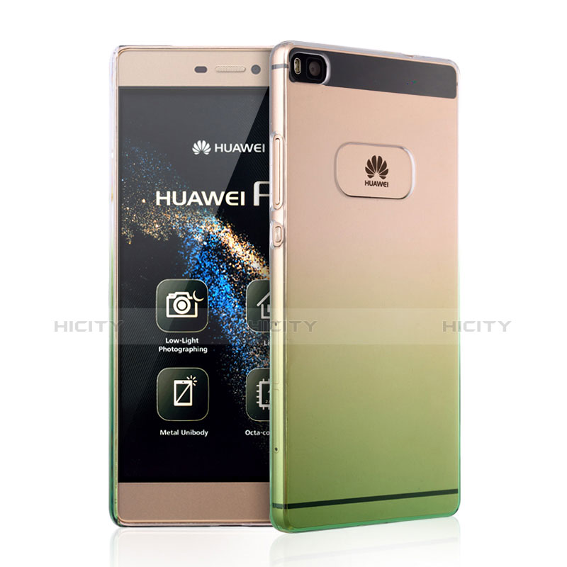 Huawei P8用ハードケース グラデーション 勾配色 クリア透明 ファーウェイ グリーン