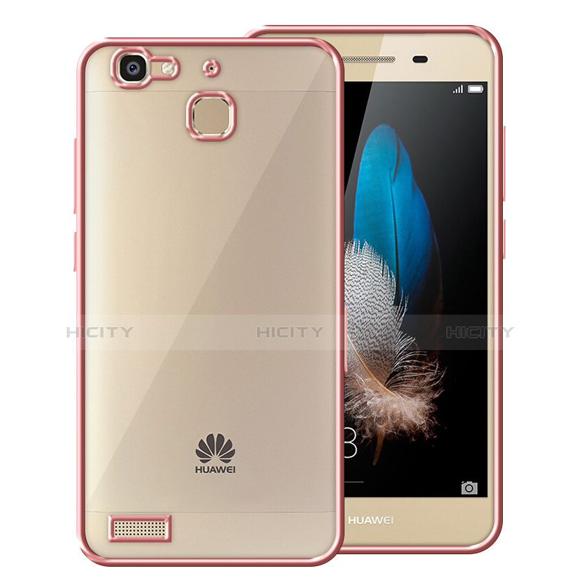 Huawei P8 Lite Smart用ハイブリットバンパーケース クリア透明 プラスチック ファーウェイ ローズゴールド