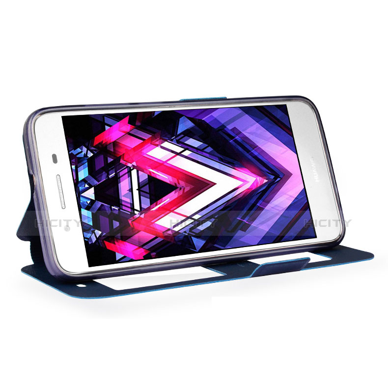 Huawei P8 Lite Smart用手帳型 レザーケース スタンド L01 ファーウェイ ネイビー