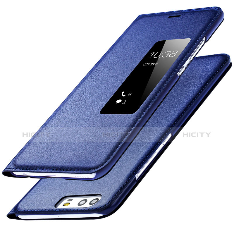 Huawei P9用手帳型 レザーケース スタンド L01 ファーウェイ ネイビー