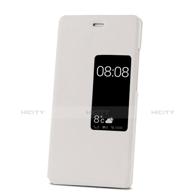 Huawei P9用手帳型 レザーケース スタンド ファーウェイ ホワイト