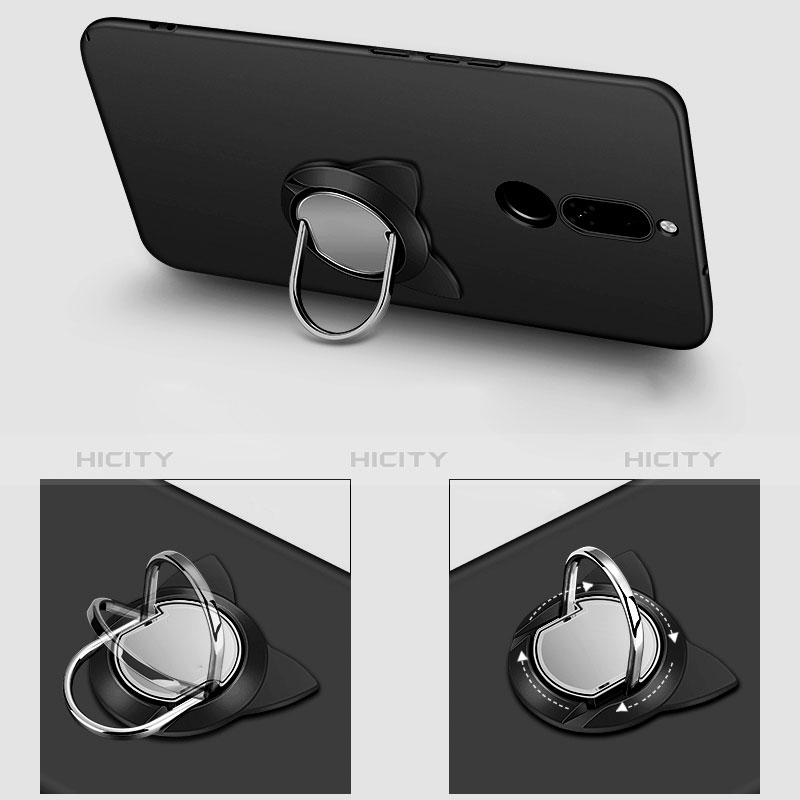 Huawei Rhone用ハードケース プラスチック 質感もマット アンド指輪 A02 ファーウェイ ブラック