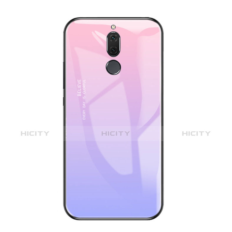 Huawei Rhone用ハイブリットバンパーケース プラスチック 鏡面 虹 グラデーション 勾配色 カバー ファーウェイ パープル