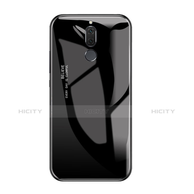 Huawei Rhone用ハイブリットバンパーケース プラスチック 鏡面 虹 グラデーション 勾配色 カバー ファーウェイ ブラック