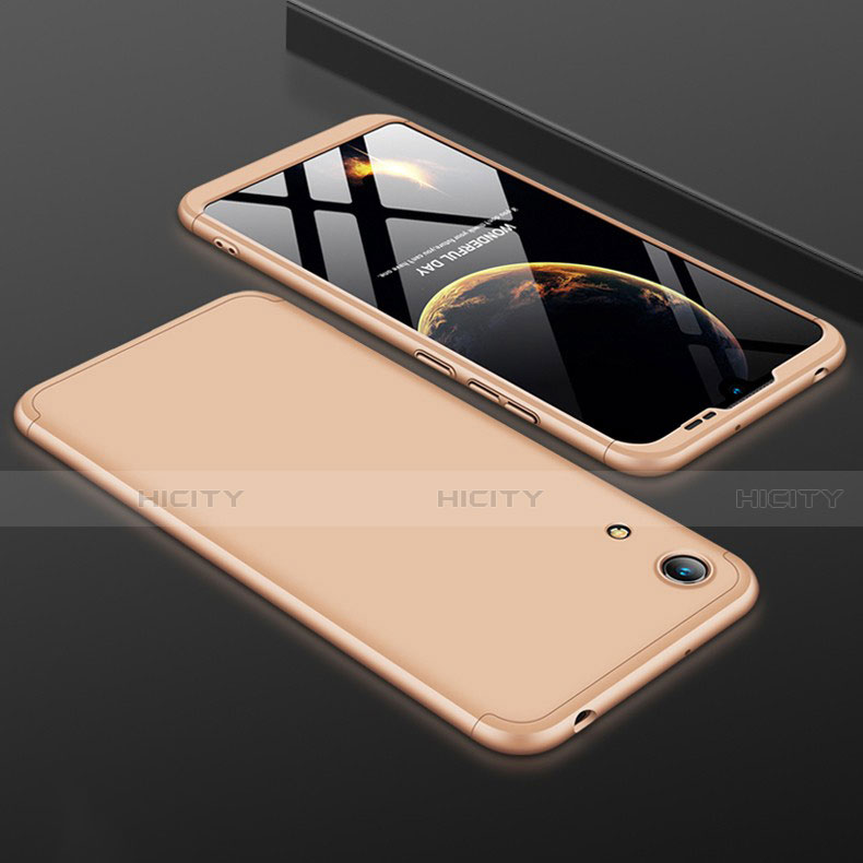 Huawei Y6 (2019)用ハードケース プラスチック 質感もマット 前面と背面 360度 フルカバー ファーウェイ ゴールド