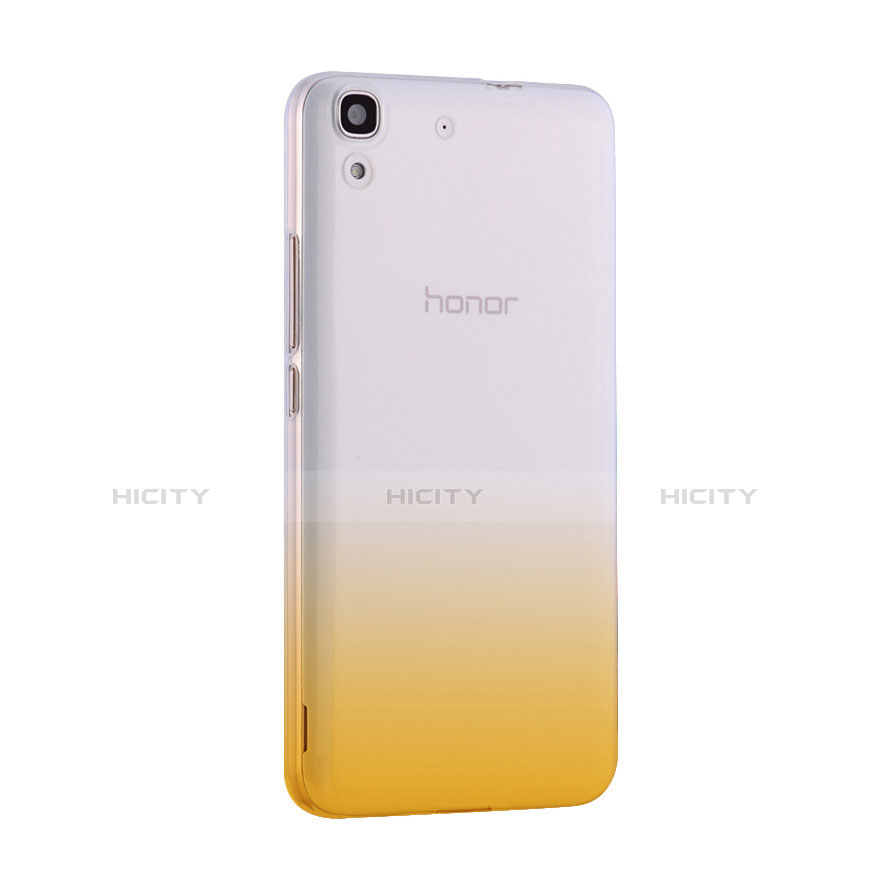 Huawei Y6用極薄ソフトケース グラデーション 勾配色 クリア透明 ファーウェイ イエロー